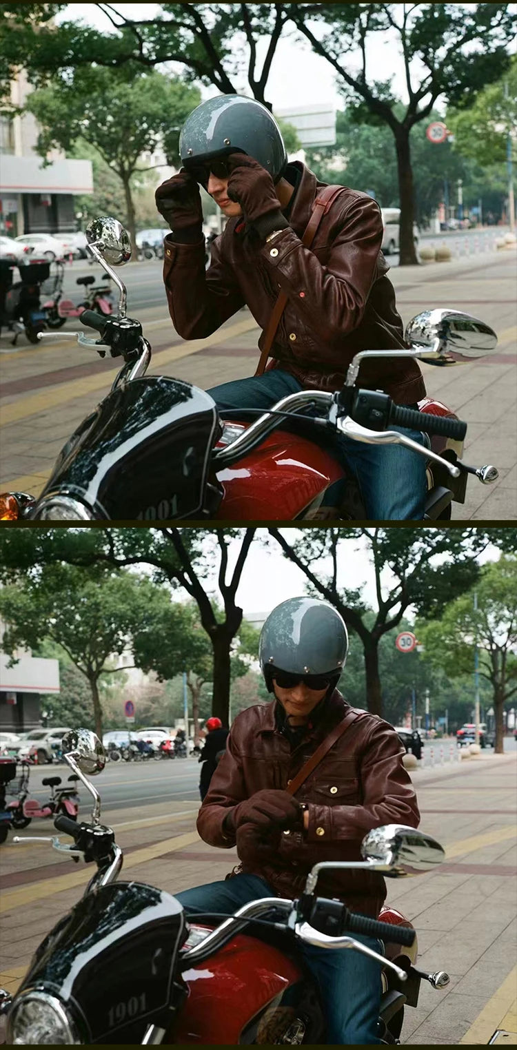 Vintage 500TX Open Face Motorcycle Helmet - Retro 3/4 Jet Style Scooter Helmet (Japanese/Korean Design)