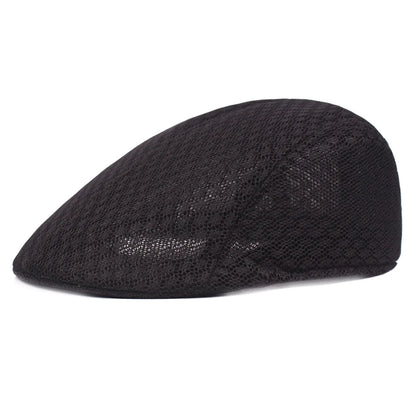 Breathable Mesh Beret Cap - Adjustable Newsboy Style Flat Hat for Men & Women - Summer Casual