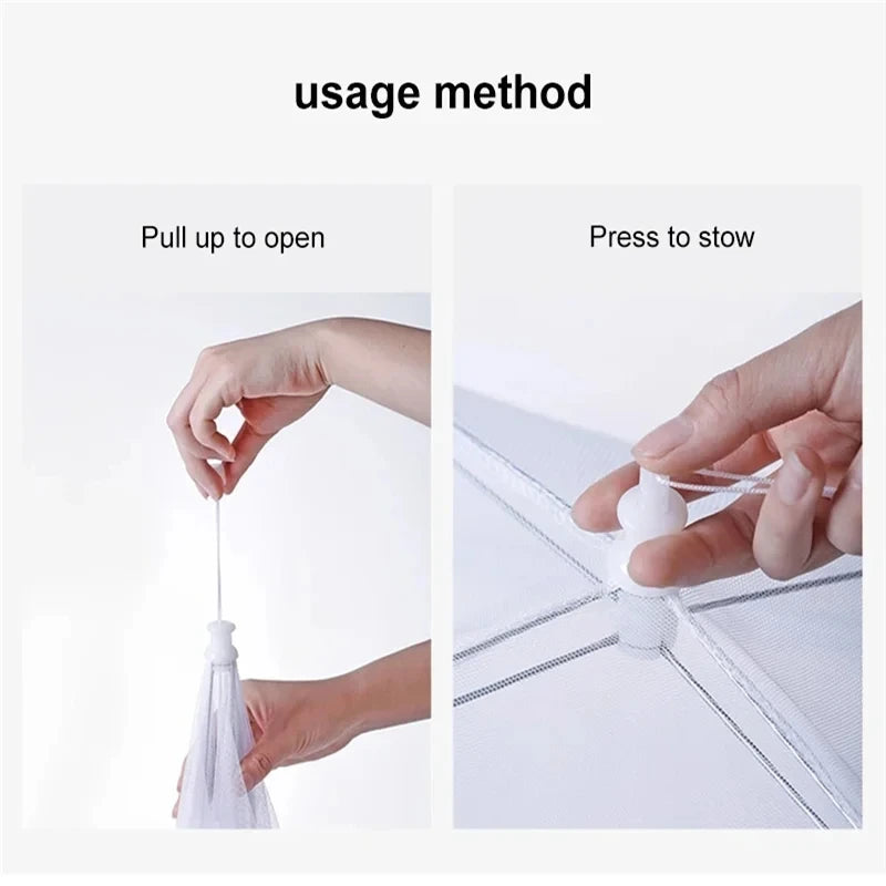 Foldable Mesh Food Covers - Washable Insect Proof Dish Protection for Kitchen Tables (3-Pack)