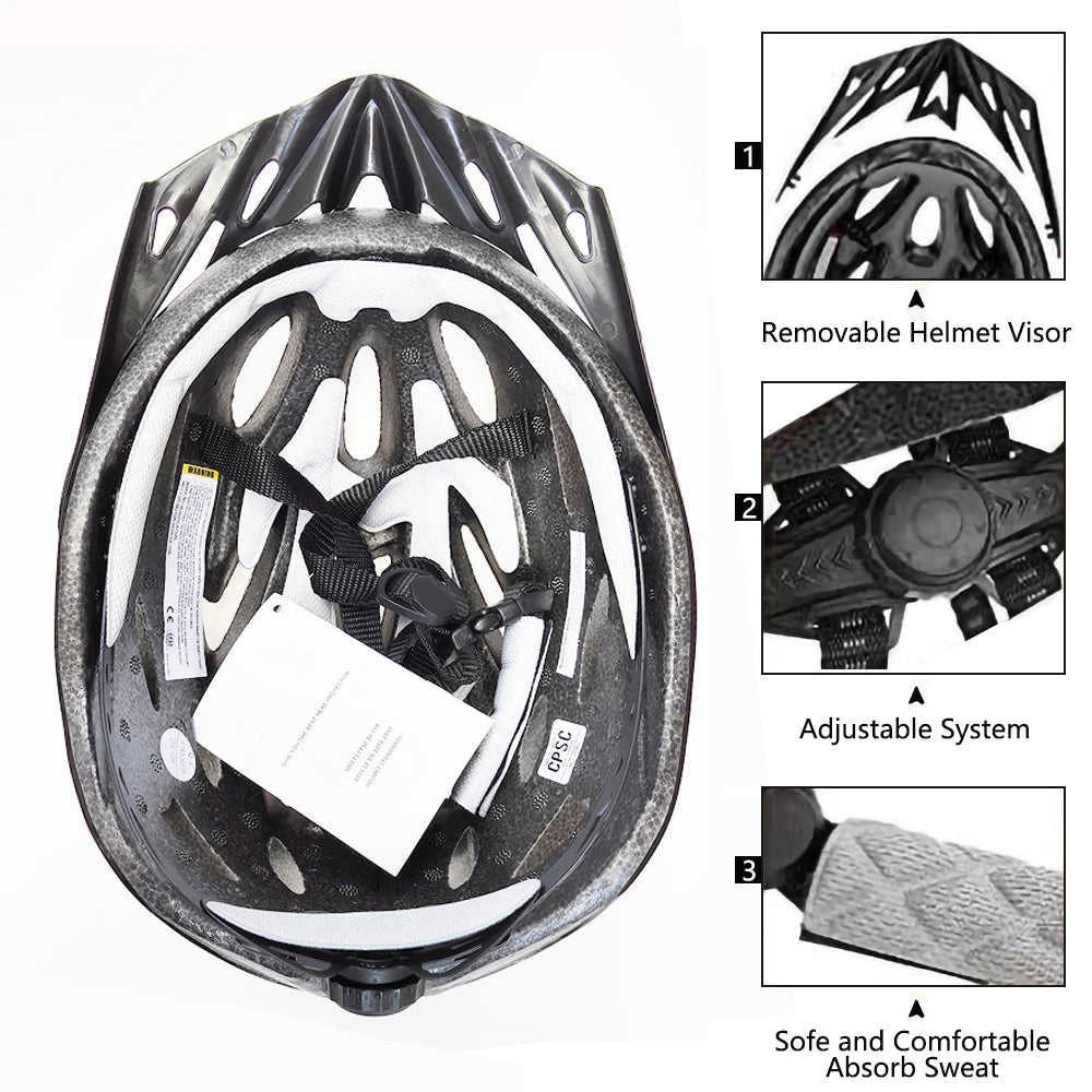 PMT Cycling Helmet - Lightweight Hollow Design with Comfort Lining, Safety Head Protection for Men & Women MTB Bicycle Riding