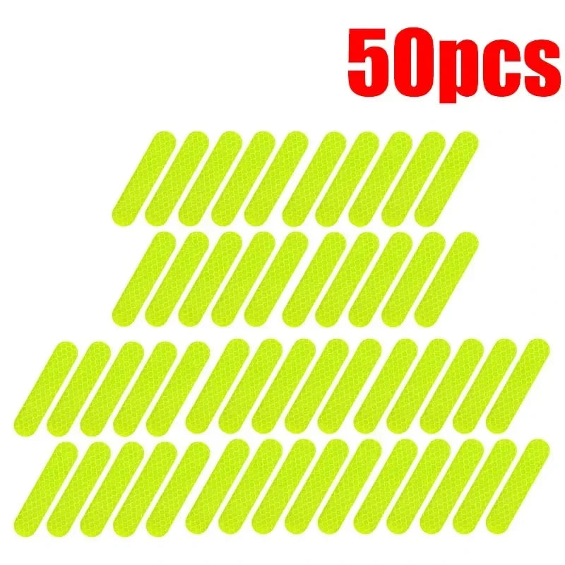 High-Visibility Reflective Safety Stickers - Premium Warning Decals for Motorcycle Helmets, Bikes & Gear (10-100 Pcs)