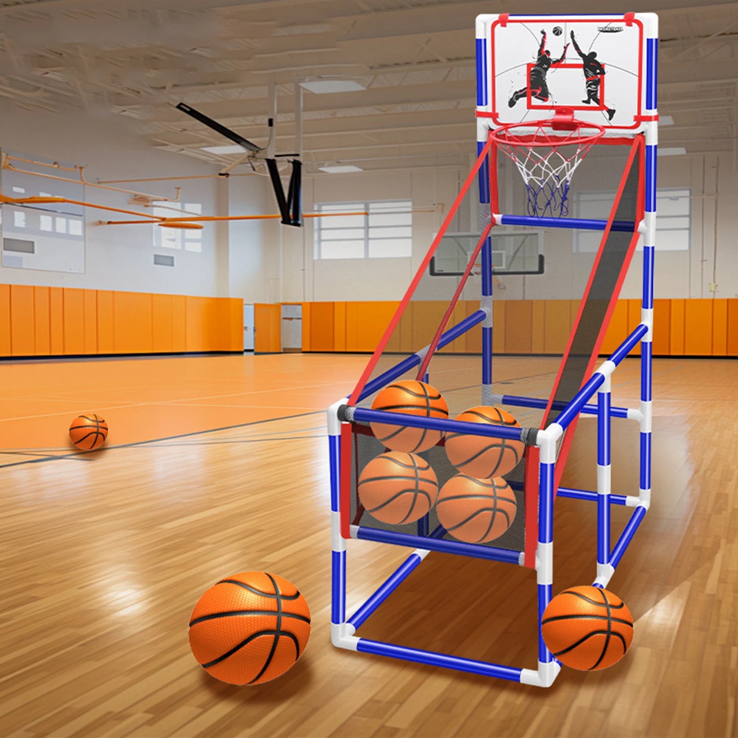 Adjustable Kids Basketball Hoop Set - Indoor/Outdoor Training System with 4 Balls (88cm-140cm Height Range)