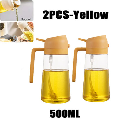 Multi-Size Oil Spray Bottle Set (200ml/300ml/500ml) - BBQ Cooking Olive Oil Sprayer for Kitchen Baking, Empty Refillable Vinegar Bottle with Oil Brush