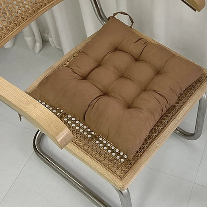 Square Seat Cushion - Linen & Pearl Cotton Blend with Removable Washable Cover - Protective Mat for Home, Office & Computer Chair