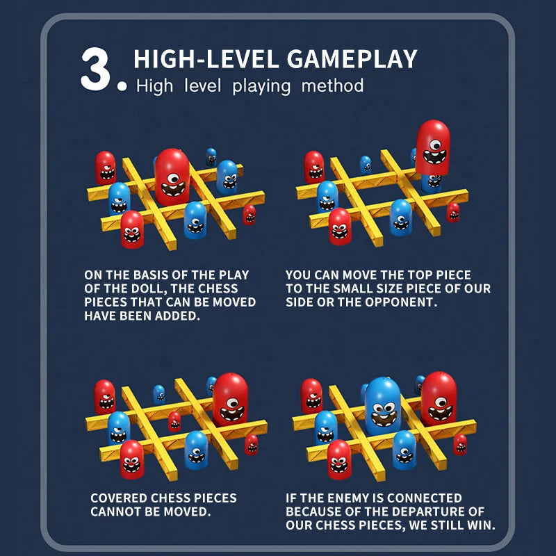 Tic Tac Toe Strategy Board Game - Big Eat Small Educational Thinking Game for Kids - Parent-Child Interactive Learning Toy - Christmas Gift