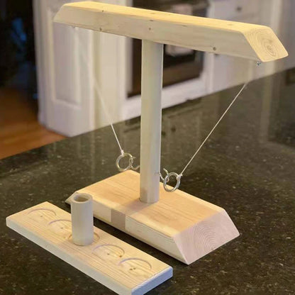 Wooden Ring Toss Game - Family Party Drinking Game for Kids & Adults - Indoor Outdoor Bar Shot Board