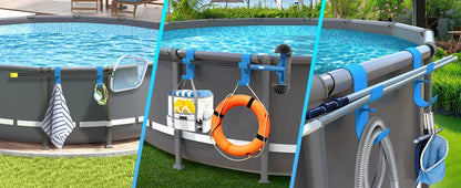 Adjustable Pool Pole Hooks - 2/3-Hook Swimming Pool Equipment Hanger for Telescopic Skimmer Poles and Pool Accessories
