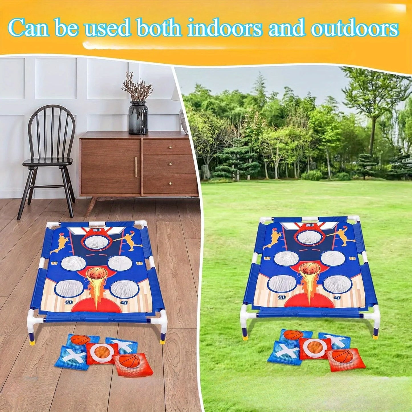 Portable Bean Bag Toss Game Set - Sandbag Throwing Game for Kids Ages 3+ and Adults