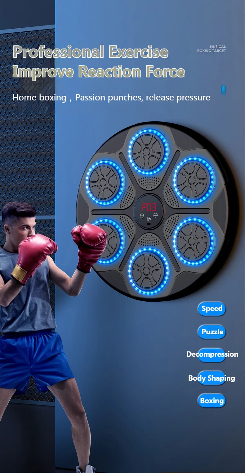 Smart Bluetooth Music Boxing Trainer - Wall-Mounted Electronic Punching Target for Home & Gym