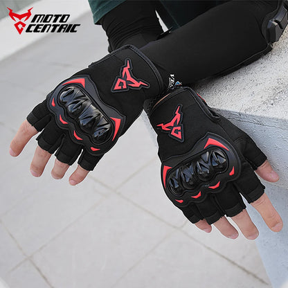 MOTOCENTRIC Half Finger Motorcycle Gloves - Breathable Summer Riding Gloves with Anti-Fall Palm Guard for ATV MTB Cycling