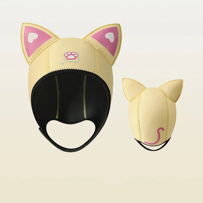 Women's Waterproof 3MM Neoprene Diving Hood - Cute Cat Ears Design with Chin Straps for Swimming & Snorkeling