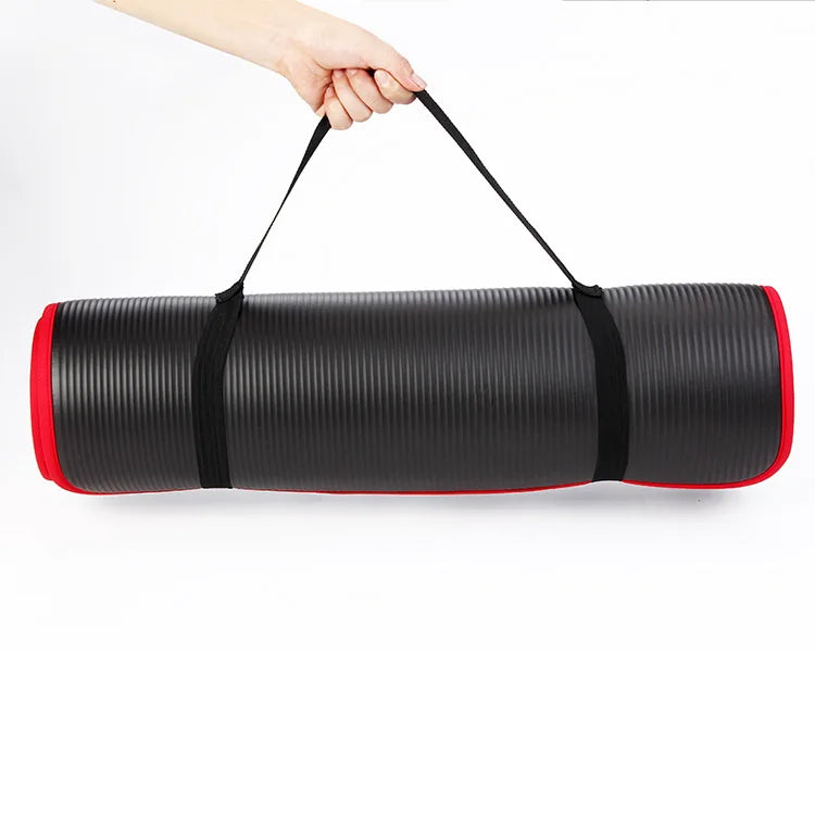 Extra Thick 10MM NBR Yoga Mat - 183cm x 61cm Non-Slip Exercise Mat for Pilates & Gym Workouts with Carrying Strap