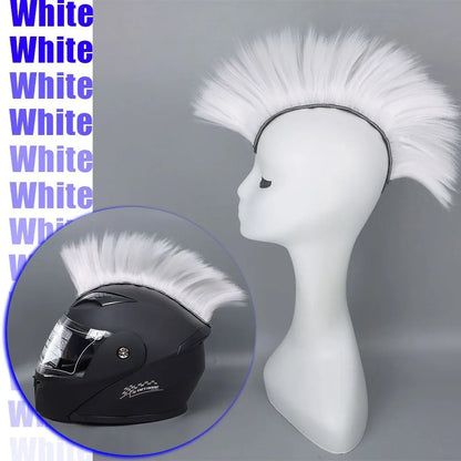 Universal Synthetic Mohawk Hair Sticker - Reusable Motorcycle & Bicycle Helmet Accessory for Outdoor Racing