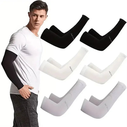10 Pairs Summer Cycling Ice Silk Arm Sleeves - UV Protection Cooling Arm Covers for Running & Outdoor Sports - Fingerless Unisex