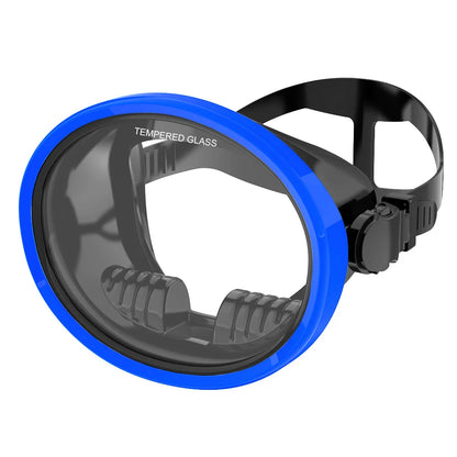 Classic Retro Oval Spearfishing Mask - Panoramic Wide View Scuba Diving Goggles with Tempered Glass Lens for Adults