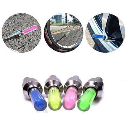 LED Tire Valve Cap Lights - Waterproof Neon Flash Lamp for Car, Motorcycle & Bicycle Wheels (2/4 Pack)
