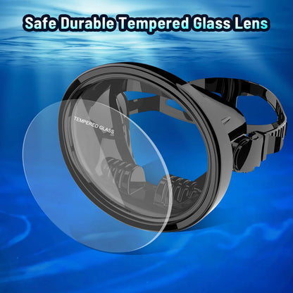 Classic Retro Oval Spearfishing Mask - Panoramic Wide View Scuba Diving Goggles with Tempered Glass Lens for Adults