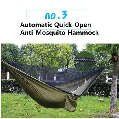 Lightweight Parachute Fabric Camping Hammock with Mosquito Net - High Strength Hanging Bed 250x120cm