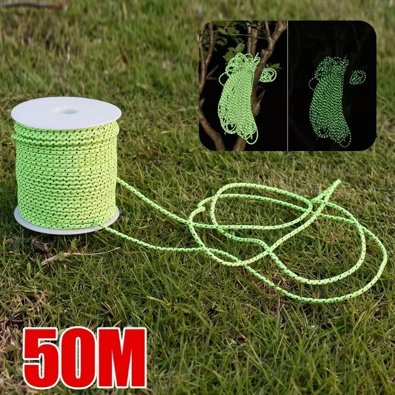 Reflective Paracord 50M - 2.5mm Parachute Cord for Camping, Survival, and Outdoor Use