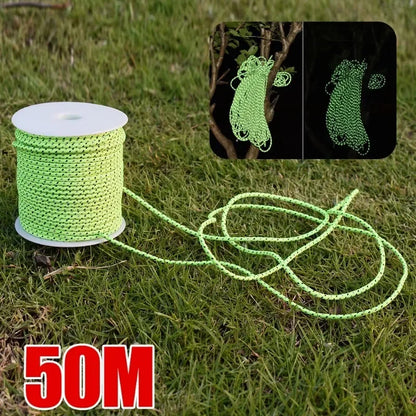 Reflective Paracord 50M - 2.5mm Parachute Cord for Camping, Survival, and Outdoor Use