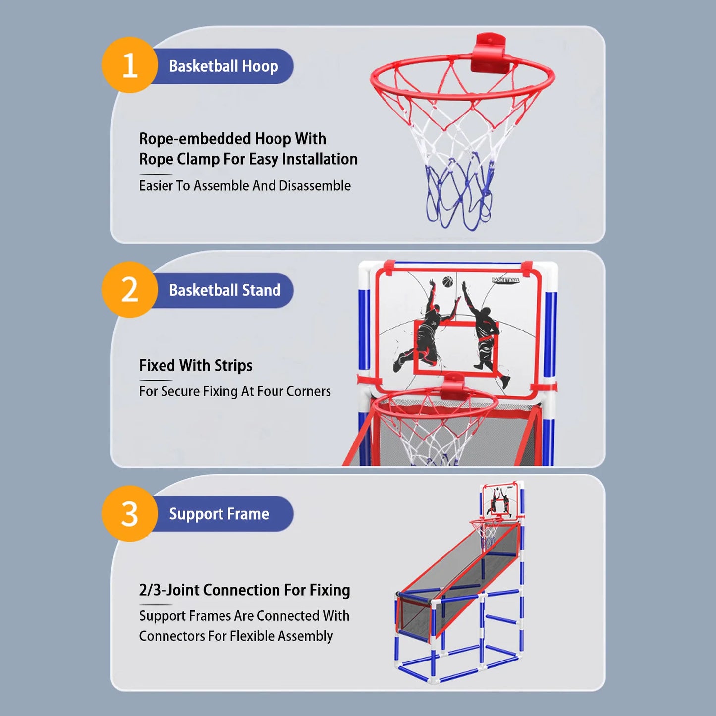 Adjustable Kids Basketball Hoop Set - Indoor/Outdoor Training System with 4 Balls (88cm-140cm Height Range)