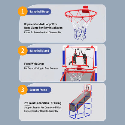 Adjustable Kids Basketball Hoop Set - Indoor/Outdoor Training System with 4 Balls (88cm-140cm Height Range)