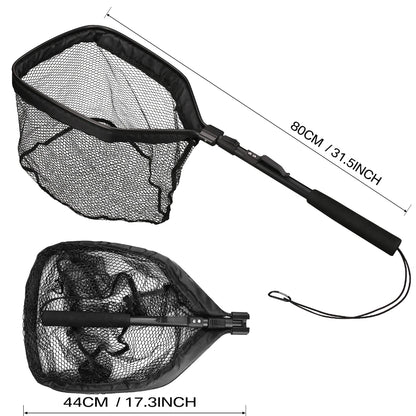 Professional Telescoping Fishing Landing Net - Aluminum Alloy Construction - Extends 55cm to 190cm with Folding Mesh Design