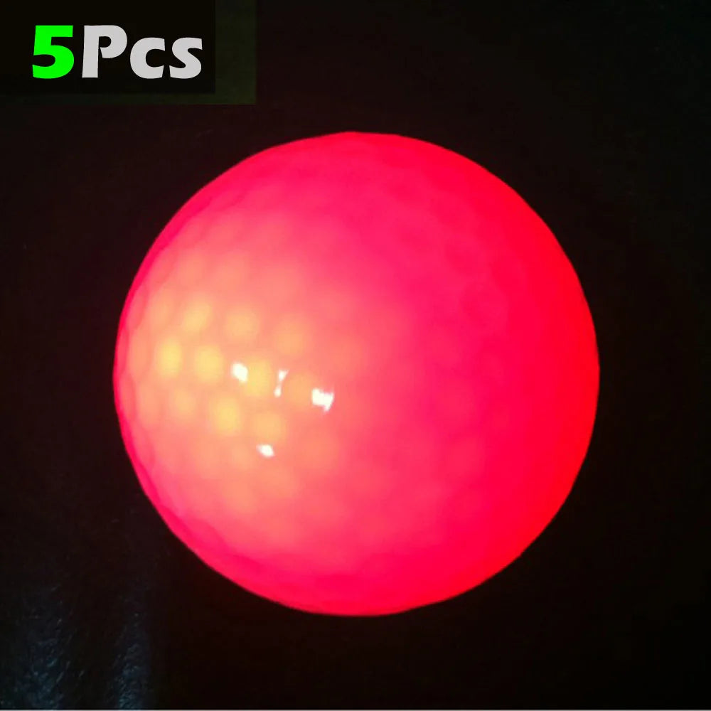 LED Golf Balls - 5 Pack Glow in the Dark Night Training Balls (Blue, Orange, Red, White, Green, Pink)