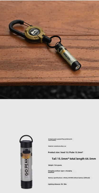 USB Rechargeable LED Mini Flashlight - Gopeak Pocket Keychain Torch with 5050 Chip, Long Endurance for Outdoor Hiking Camping Emergency Trail