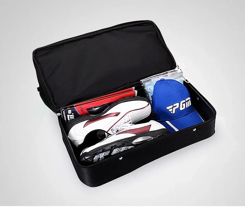 PGM Authentic Men's Golf Clothing Bag YWB005 - Double-Decker All-Black Design with Super Large Capacity, High-End Ball Bag