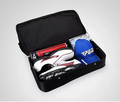 PGM Authentic Men's Golf Clothing Bag YWB005 - Double-Decker All-Black Design with Super Large Capacity, High-End Ball Bag