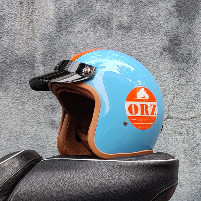 Retro 3/4 Open-Face Motorcycle Helmet - Semi-Open Cross-Country Winter Riding Helmet