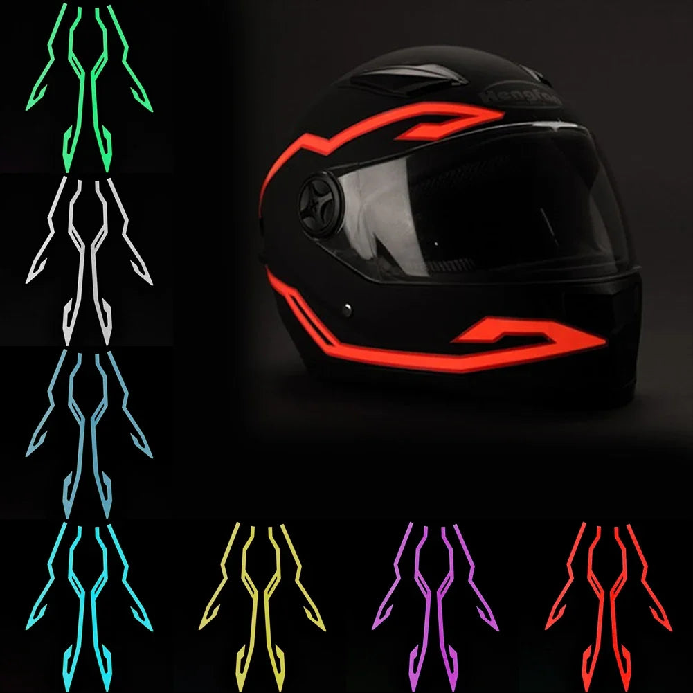 Waterproof LED Motorcycle Helmet Strip - 4-in-1 EL Warning Light Sticker for Night Riding