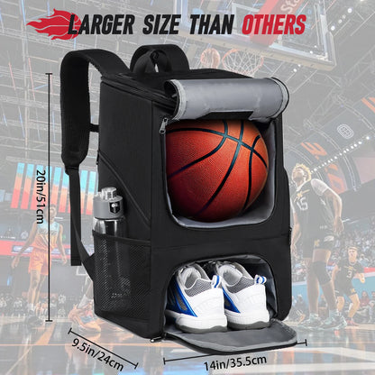 Sports Backpack with Shoe Compartment - Football, Basketball & Soccer Training Bag for Men