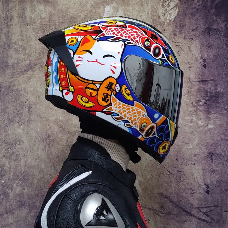 Full Face Racing Motorcycle Helmet - Winter Warm Double Visor Motorbike Sports Helmet LVS-701