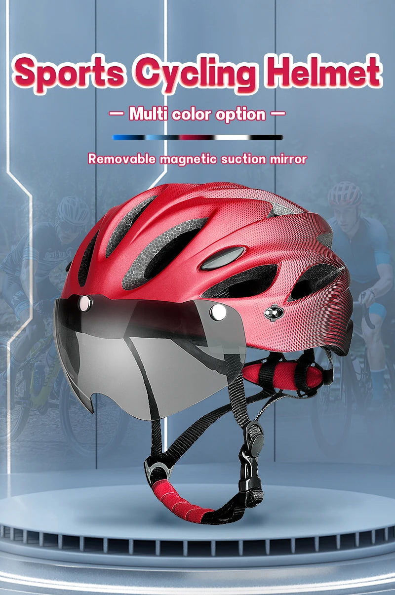 X-TIGER Adult Cycling Helmet with LED Rear Light - Dual Mode Goggle, Lightweight Breathable Design, Fits 58-62cm