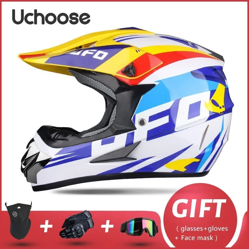 DOT Certified Professional Off-Road Motorcycle Helmet - Adults & Children - Downhill Racing Motor Helmet with Free Gift