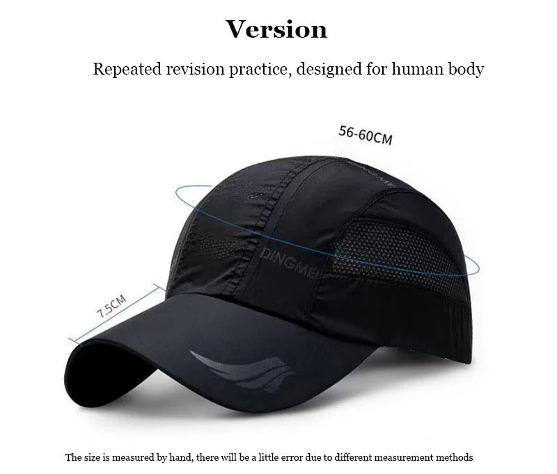 Quick-Dry Mesh Baseball Cap - Sports Running & Golf Hat - Breathable Snapback for Men & Women