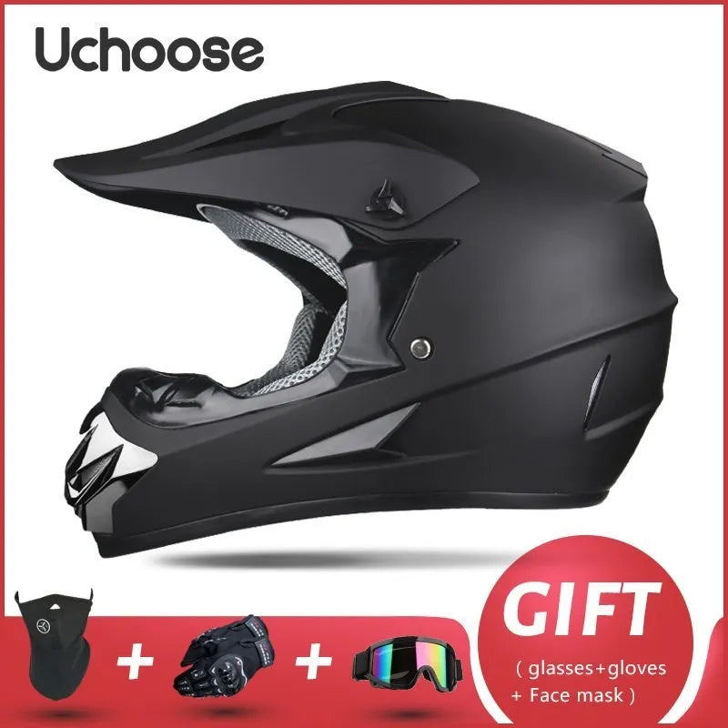 DOT Certified Professional Off-Road Motorcycle Helmet - Adults & Children - Downhill Racing Motor Helmet with Free Gift