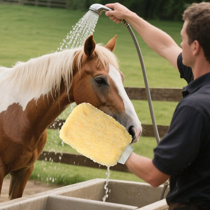 Fleece Grooming Mitt for Horses - Tick Applicator Glove for Bathing & Cleaning, Multifunctional for Cats, Dogs & Bunnies, 1pc