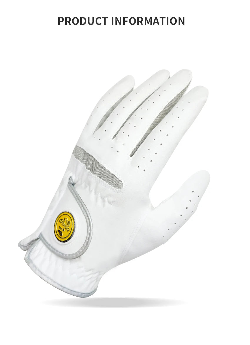 Men's Golf Glove - Soft Breathable Fabric with Magnetic Ball Marker, Comfortable Fit, Replaceable Marker for Golfers (1 Piece)