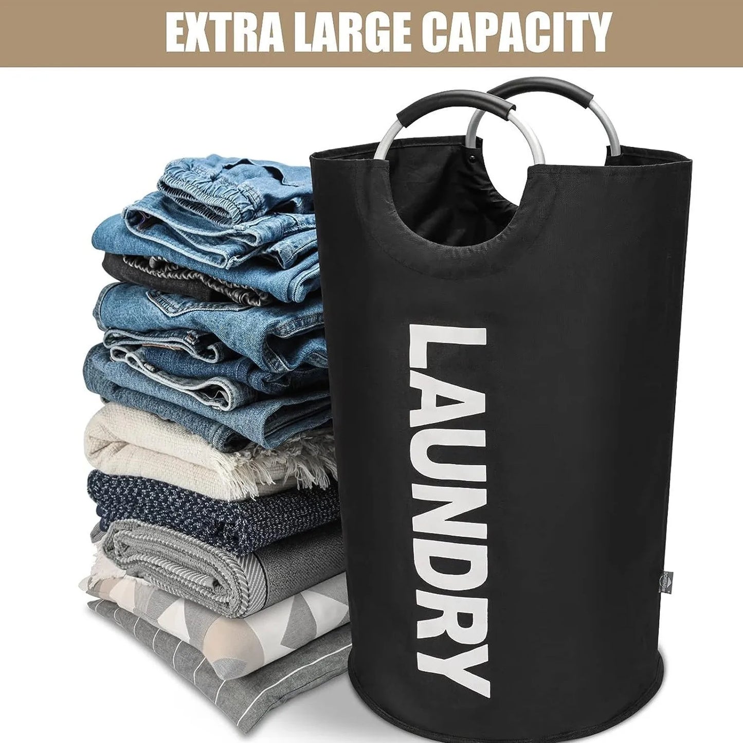 Oxford Cloth Laundry Hamper - Large Capacity Foldable Dirty Clothes Storage Basket for Bathroom