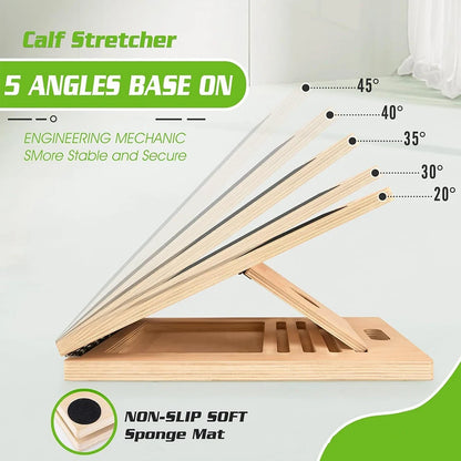 Adjustable Wooden Incline Board - Foldable Calf and Ankle Stretcher for Yoga, Pilates, and Balance Training