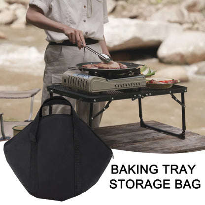 Waterproof Baking Pan Carrying Case with Anti-Scald Wood Handle - BBQ Grilling Skillet Storage Bag