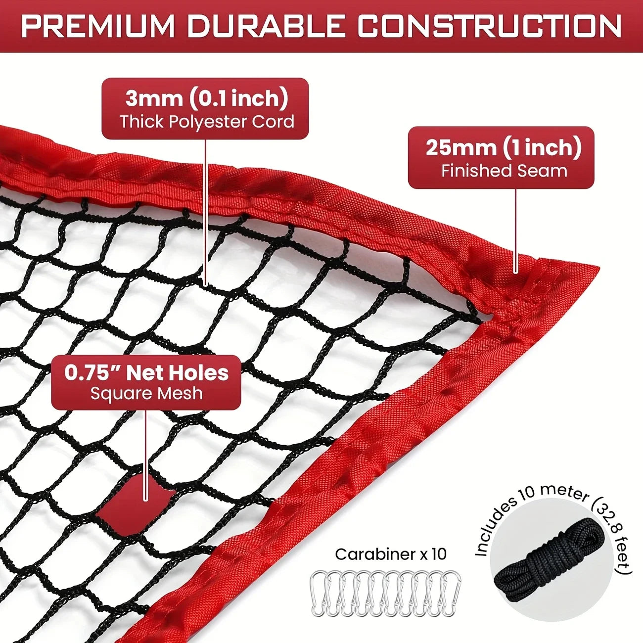 10x10 Ft Heavy Duty Golf Practice Net - High Impact Barrier Netting for Training