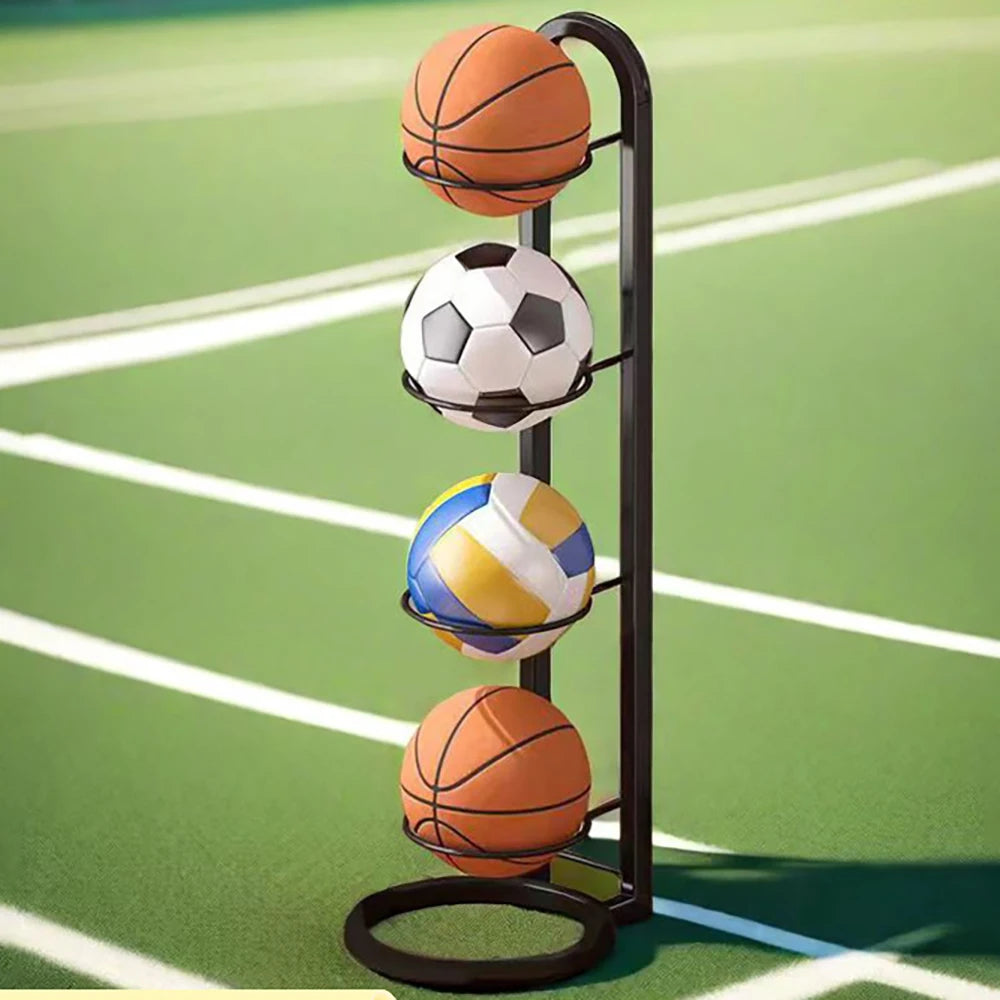 Carbon Steel Basketball Storage Rack - Multi-Layer Ball Organizer Stand for Basketball, Football, Volleyball (Home & School)