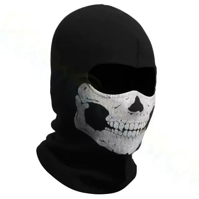 Full Face Balaclava with Skull Print - Windproof Mask for Cycling, Skiing & Motorcycle Riding