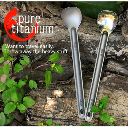 Ultralight Titanium Long Handle Spork - Portable Outdoor Camping Cutlery & Tableware by Tiartisan