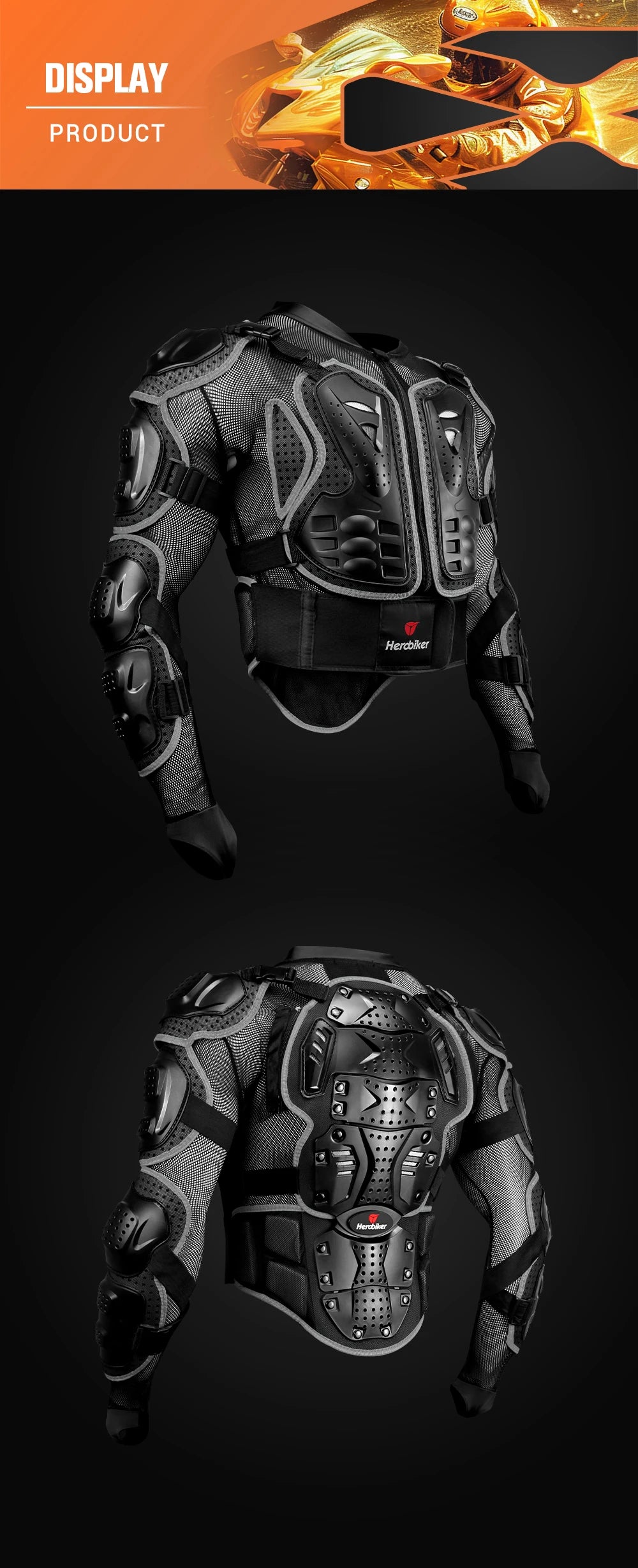 Men's Full Body Armor Motorcycle Jacket - Motocross Enduro Racing Protection Equipment (S-4XL)