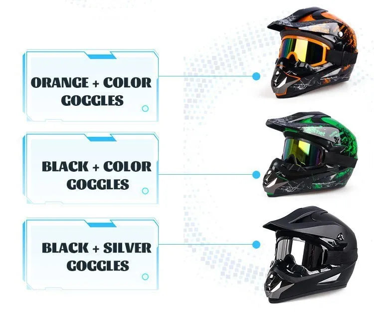 DOT Certified Professional Off-Road Motorcycle Helmet - Adults & Children - Downhill Racing Motor Helmet with Free Gift